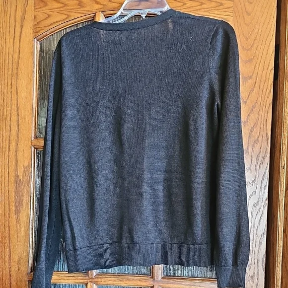 Garnet Hill Black V-Neck Button Cardigan - Picture 4 of 5